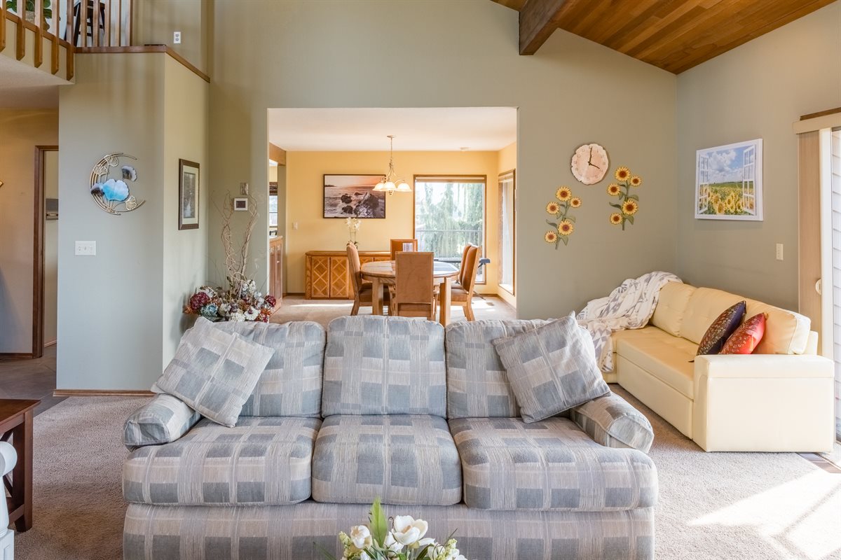 Open concept living and dining area